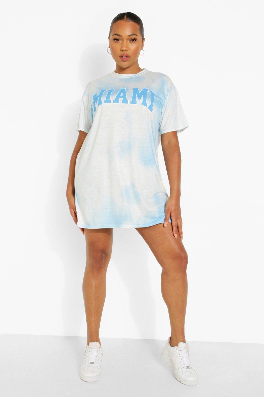 Plus Tie Dye Miami Graphic T Shirt Dress boohoo