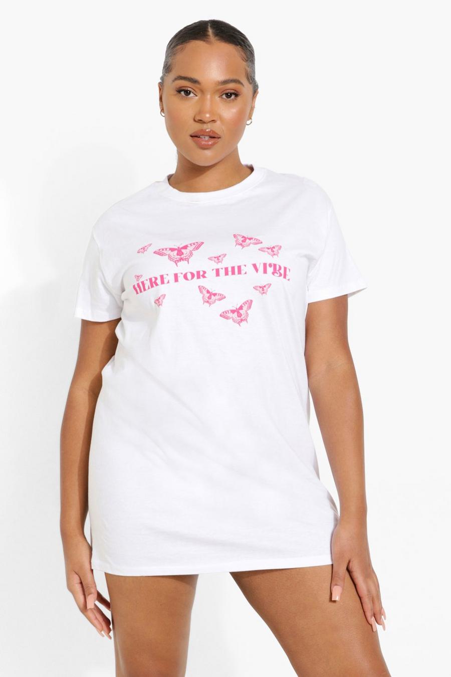 White Plus Here For The Vibe Graphic T-Shirt Dress image number 1