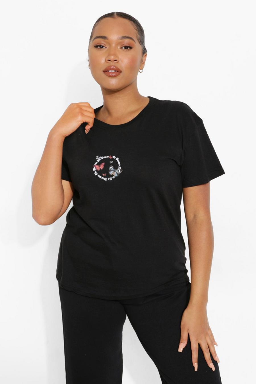 Black Plus - No Drama T-shirt med fjärilar image number 1