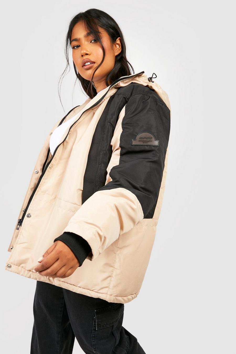 Stone Plus Arm Detail Hooded Parka Coat image number 1