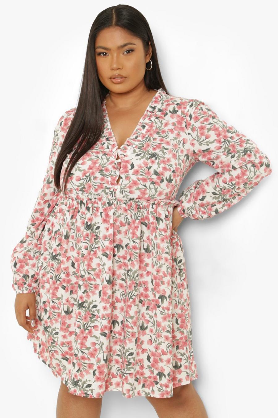 Grande taille - Robe babydoll à fleurs, Pink image number 1