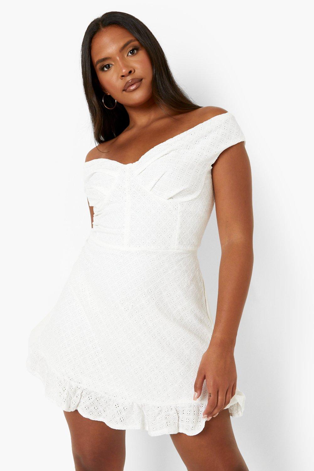 Eyelet off store the shoulder dress