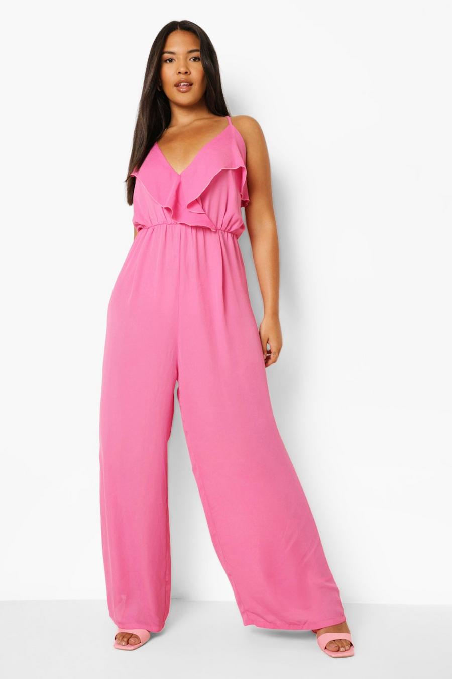 Pink Plus Cullotte Jumpsuit Met Ruches image number 1
