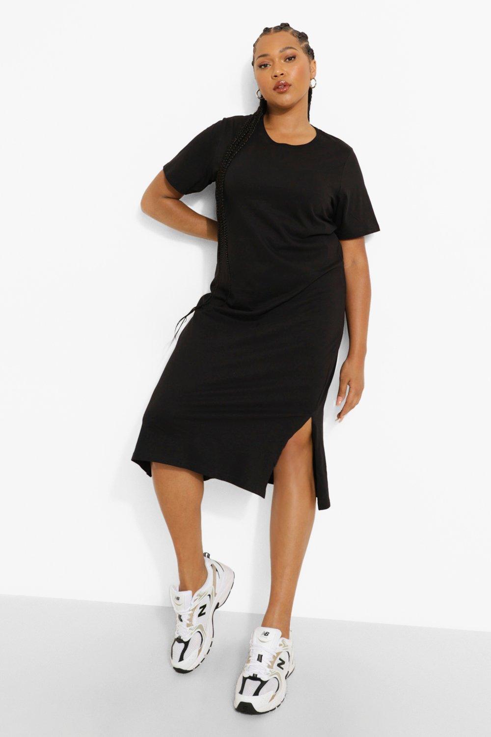 Black t outlet shirt dress midi