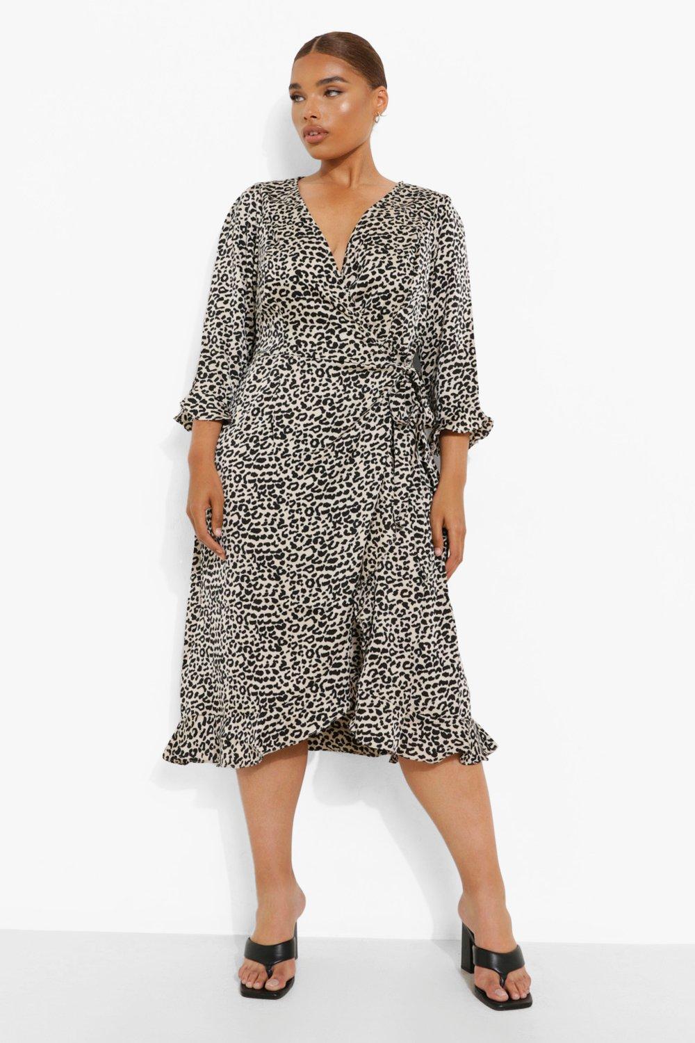 Oasis leopard wrap midi dress online