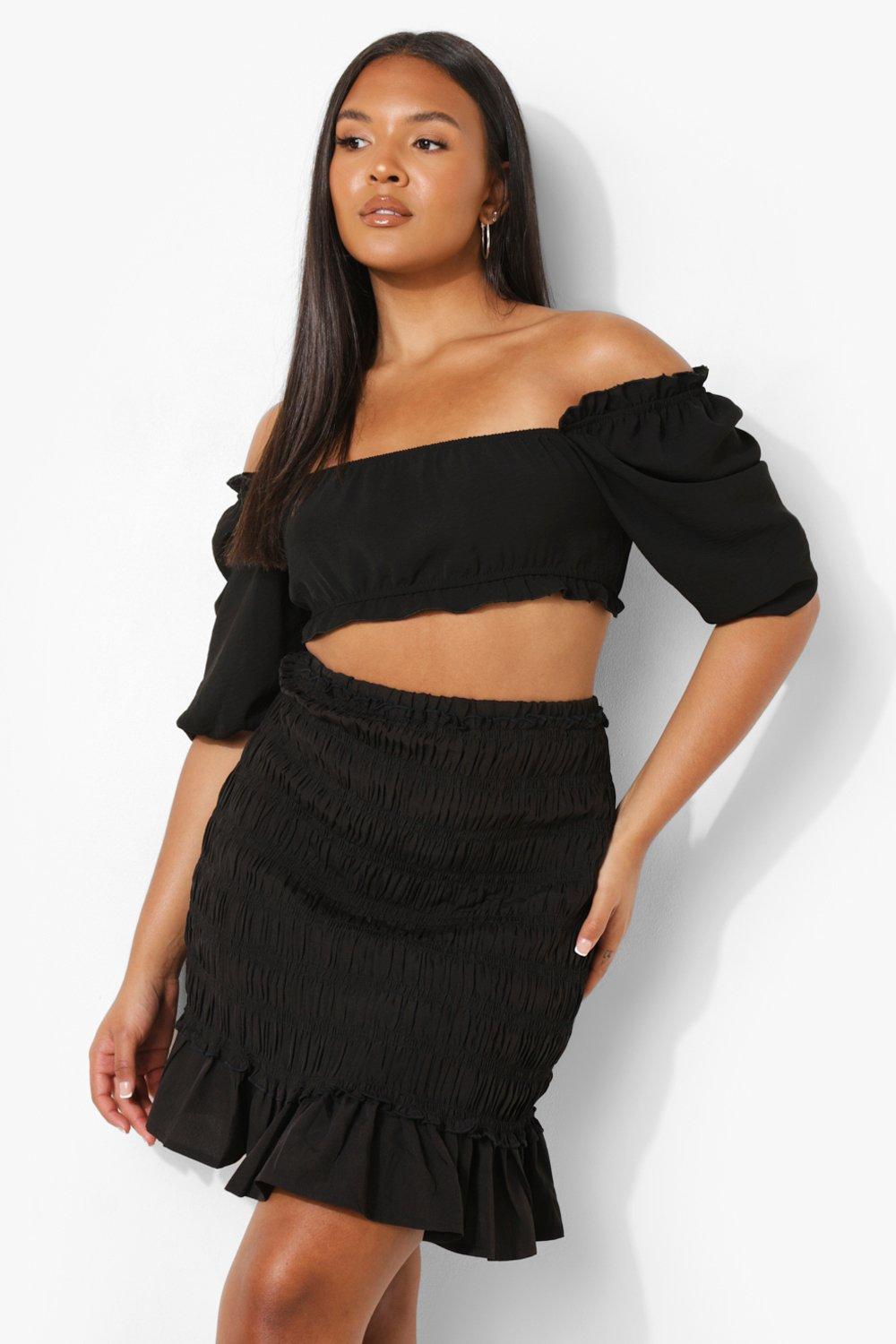 Grande taille Mini jupe froncee a volants boohoo FR