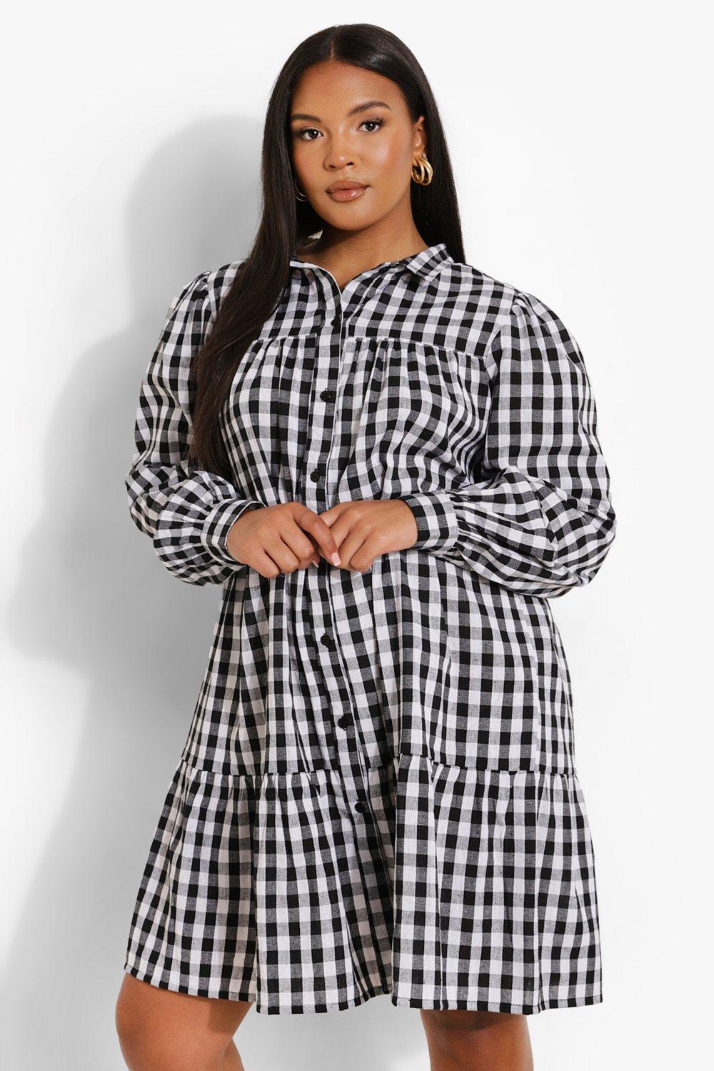 Checkered dress 2024 plus size