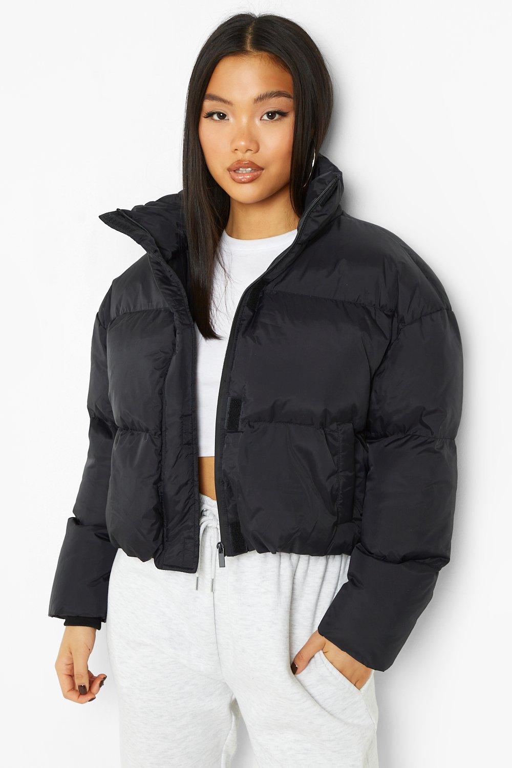 funnel neck puffer jacket women's