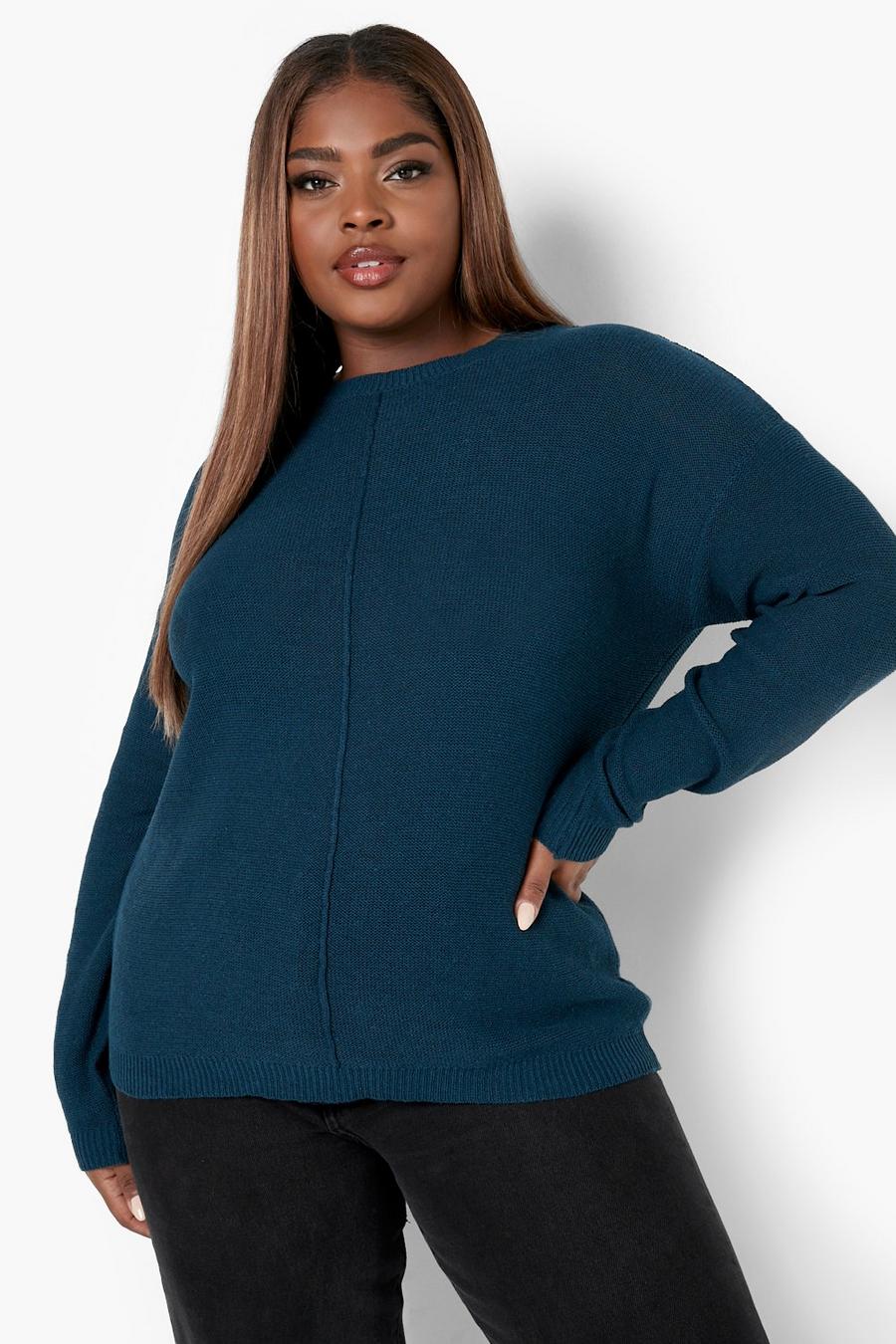 Teal Plus Recycled Oversized Sweater image number 1