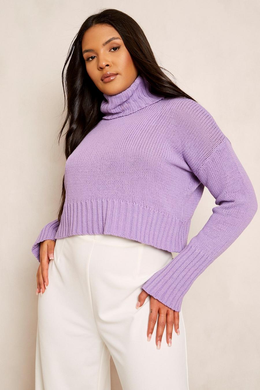 Lilac purple Plus Recycled Turtleneck Sweater