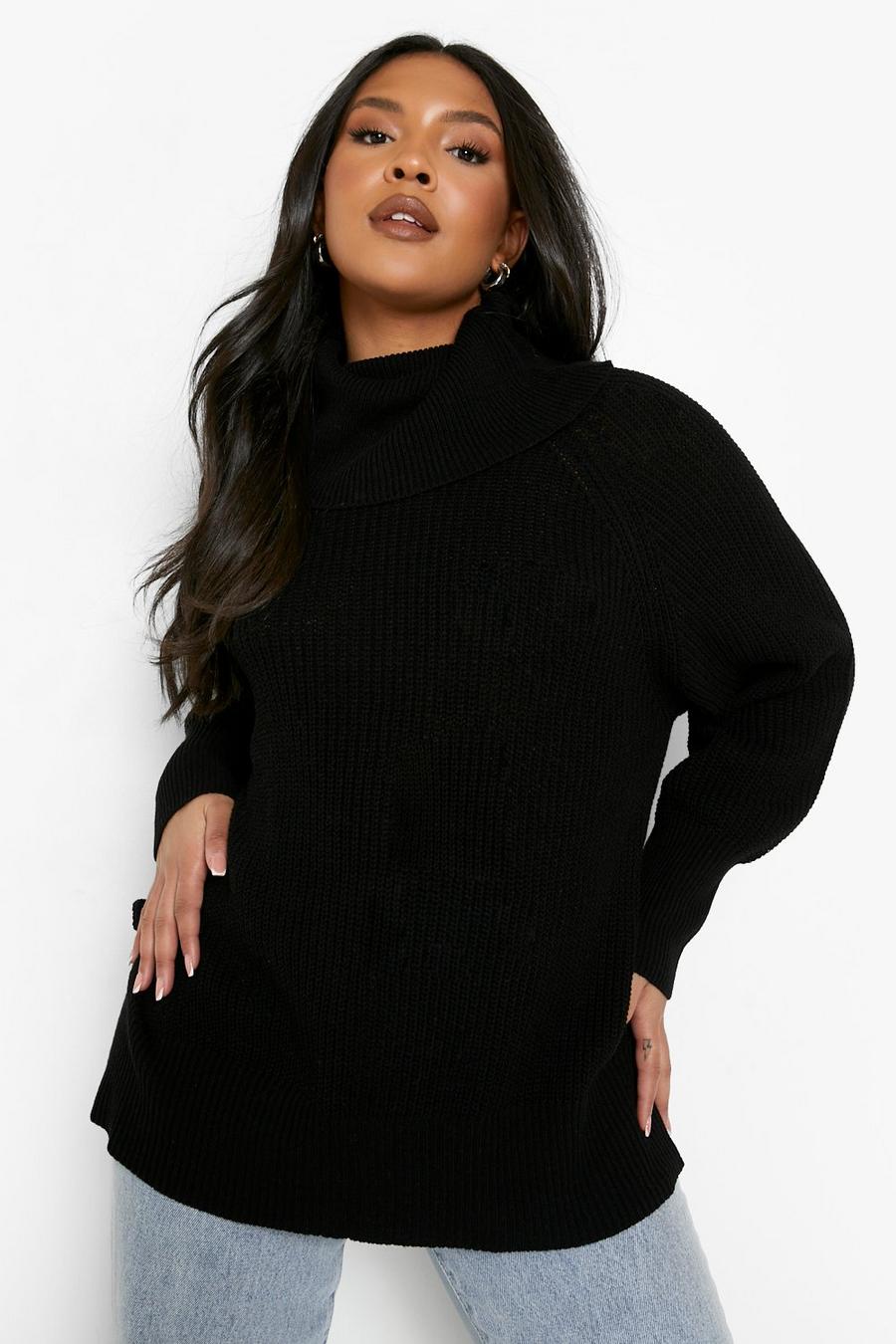 Black Plus Recycled Roll Neck Jumper