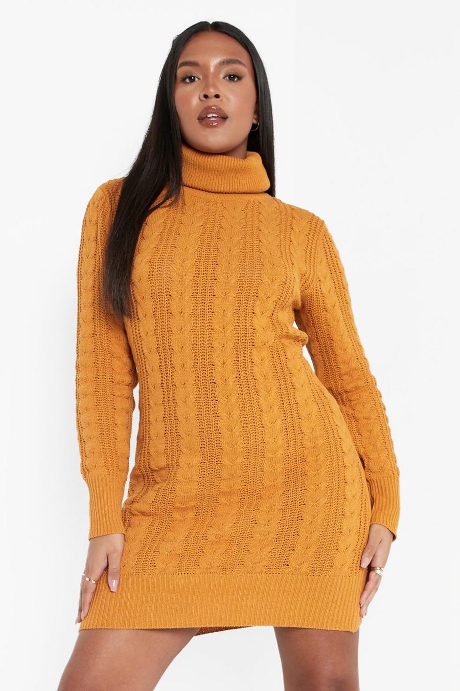 Gold Plus Recycled Cable Knit Sweater Dress image number 1