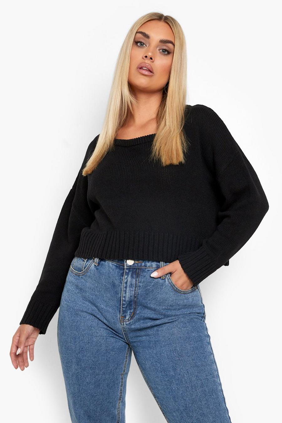 Black Plus Recycled Cropped Jumper image number 1