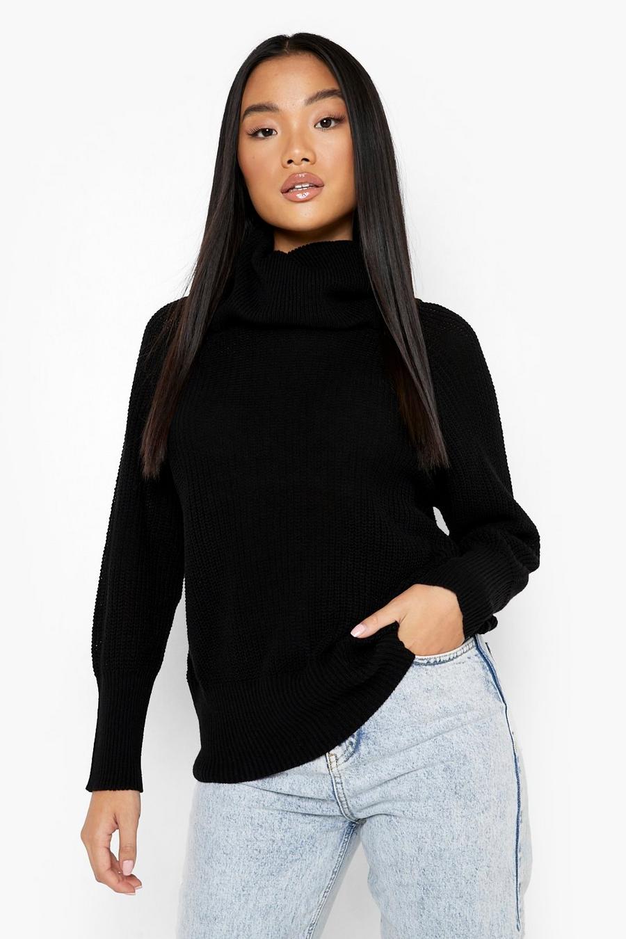 Black Petite Recycled Turtleneck Sweater image number 1