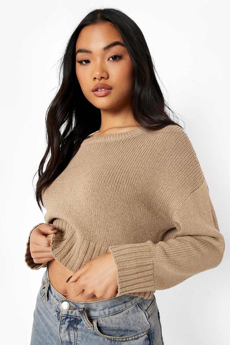 Camel Petite Recycled Crop Sweater image number 1