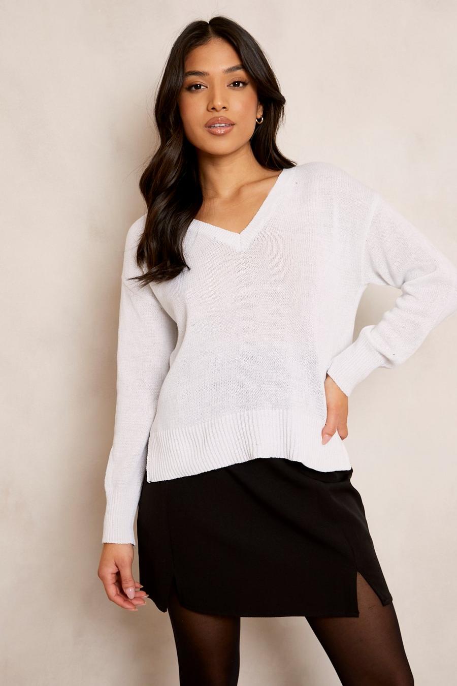 Petite recycelter Pullover, Ivory blanc