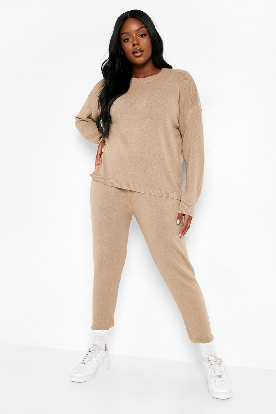 Camel beige Plus Recycled Knitted Co-ord