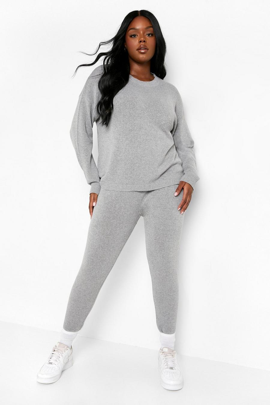 Grey Plus Knitted Co-ord image number 1