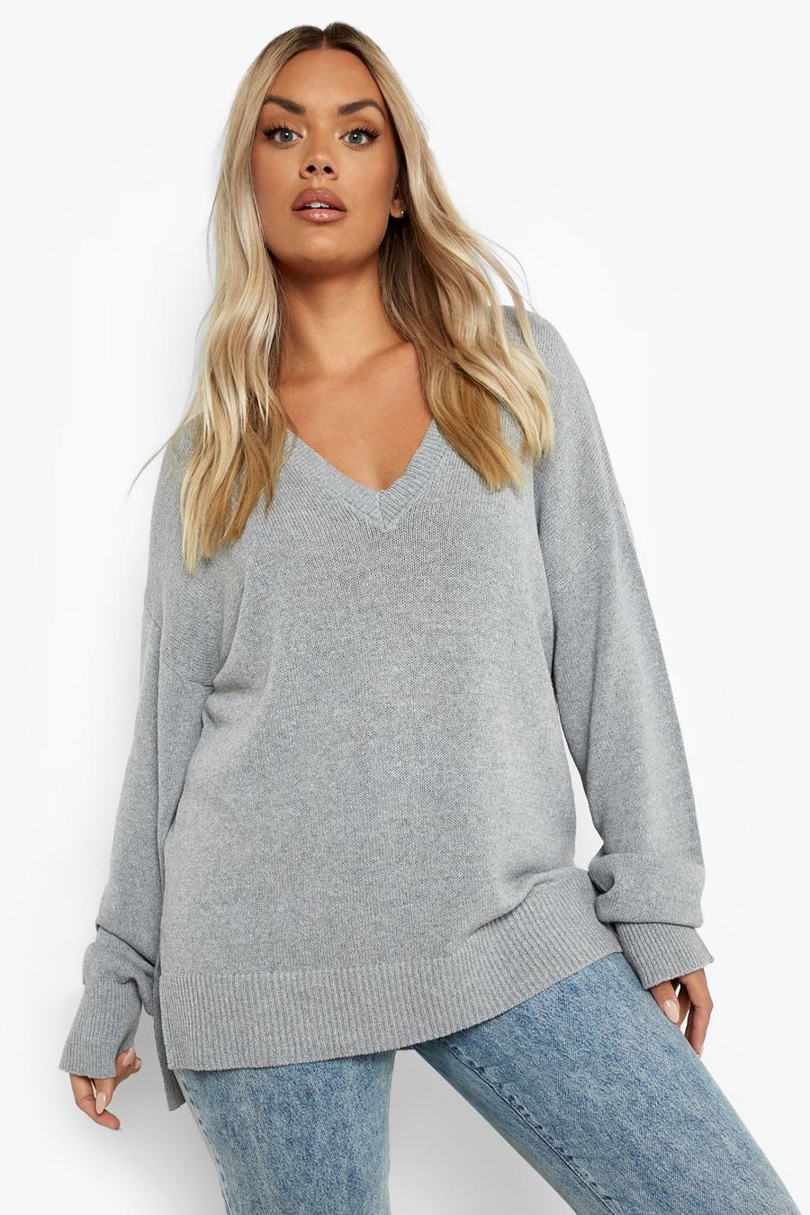 Grey Plus Recycled Dip Hem Sweater