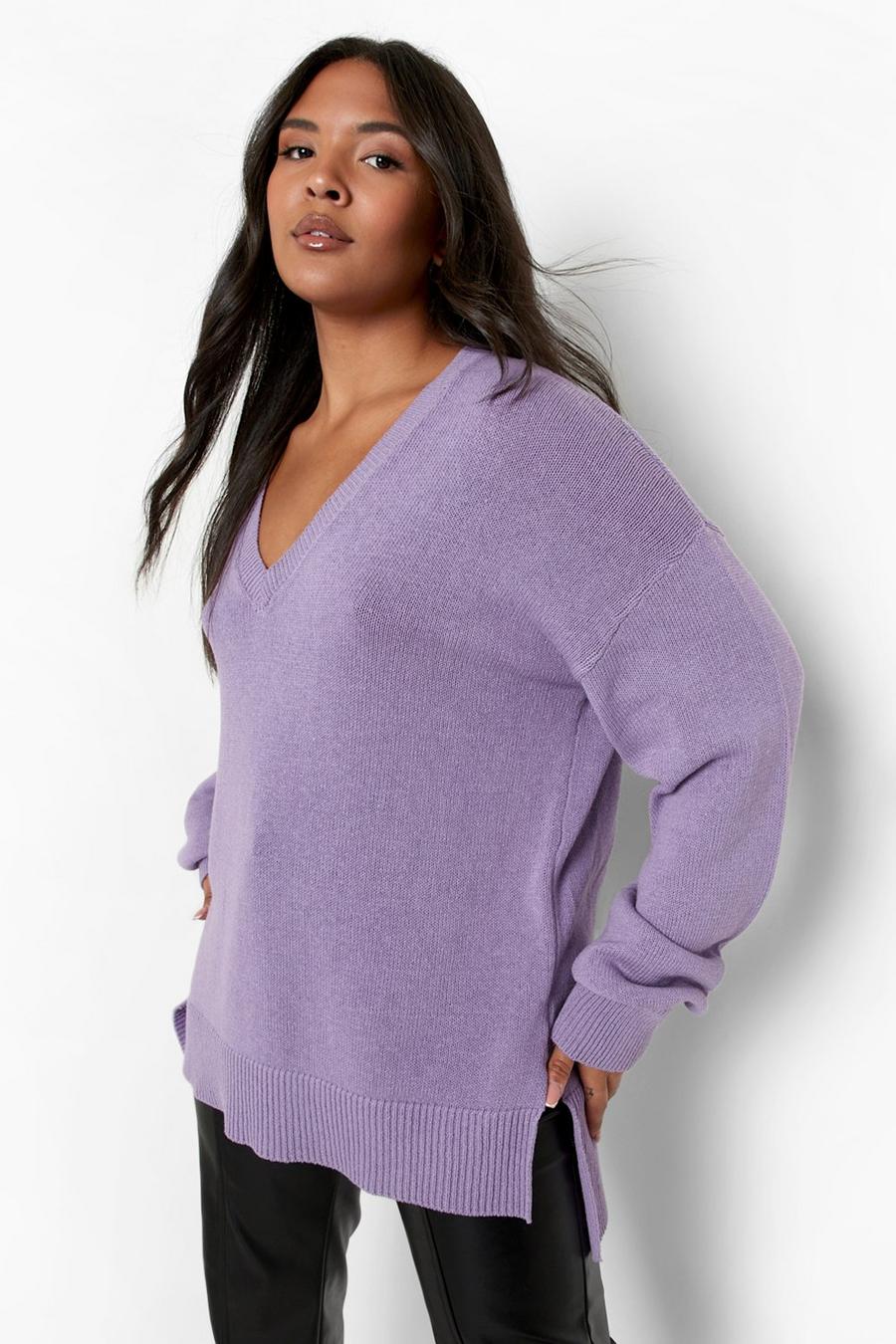 Lilac Plus Recycled Dip Hem Sweater image number 1