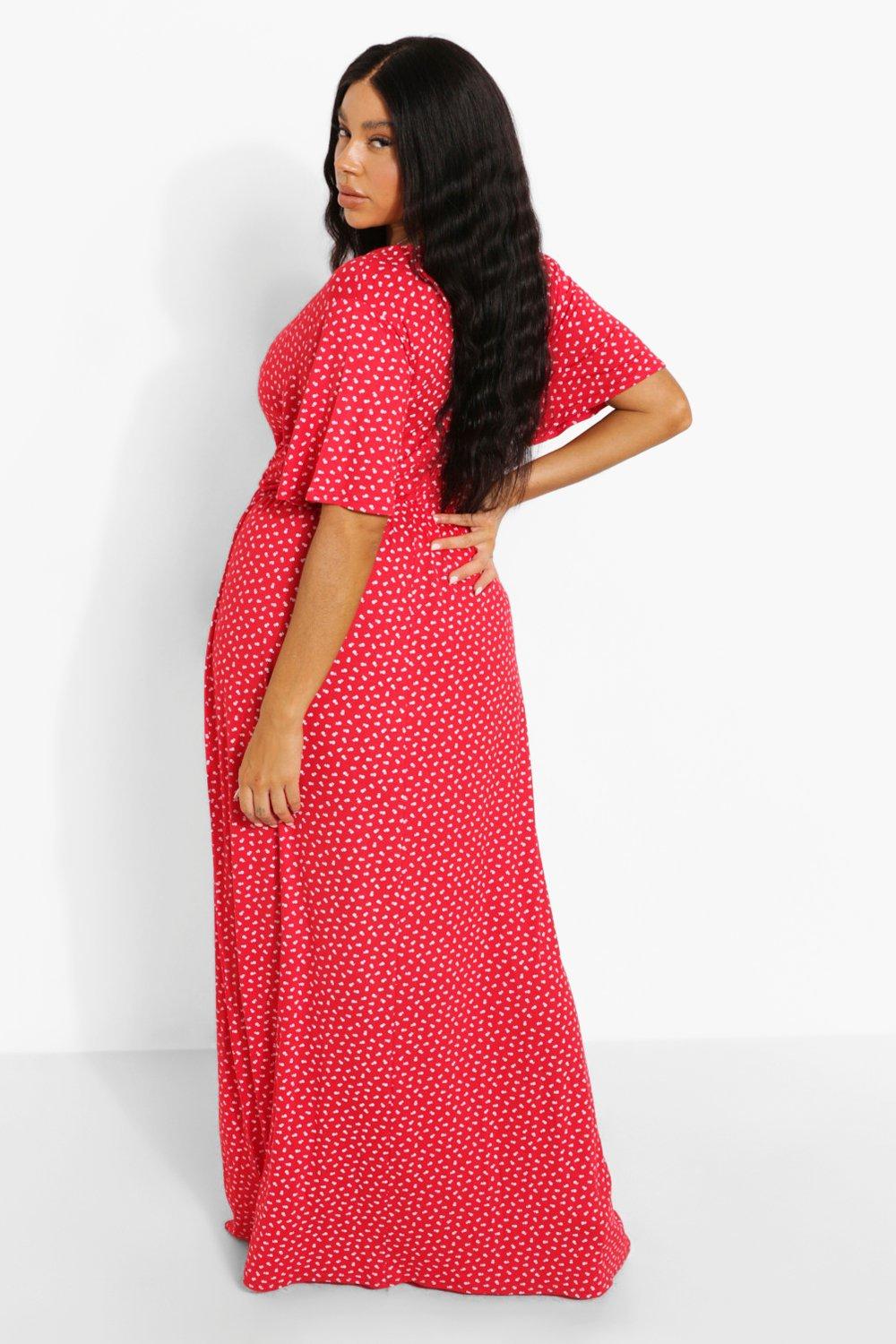 Plus Ditsy Floral Wrap Maxi Dress boohoo USA