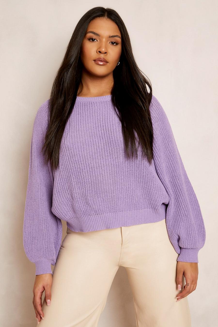 Lilac Plus Balloon Sleeve Jumper image number 1