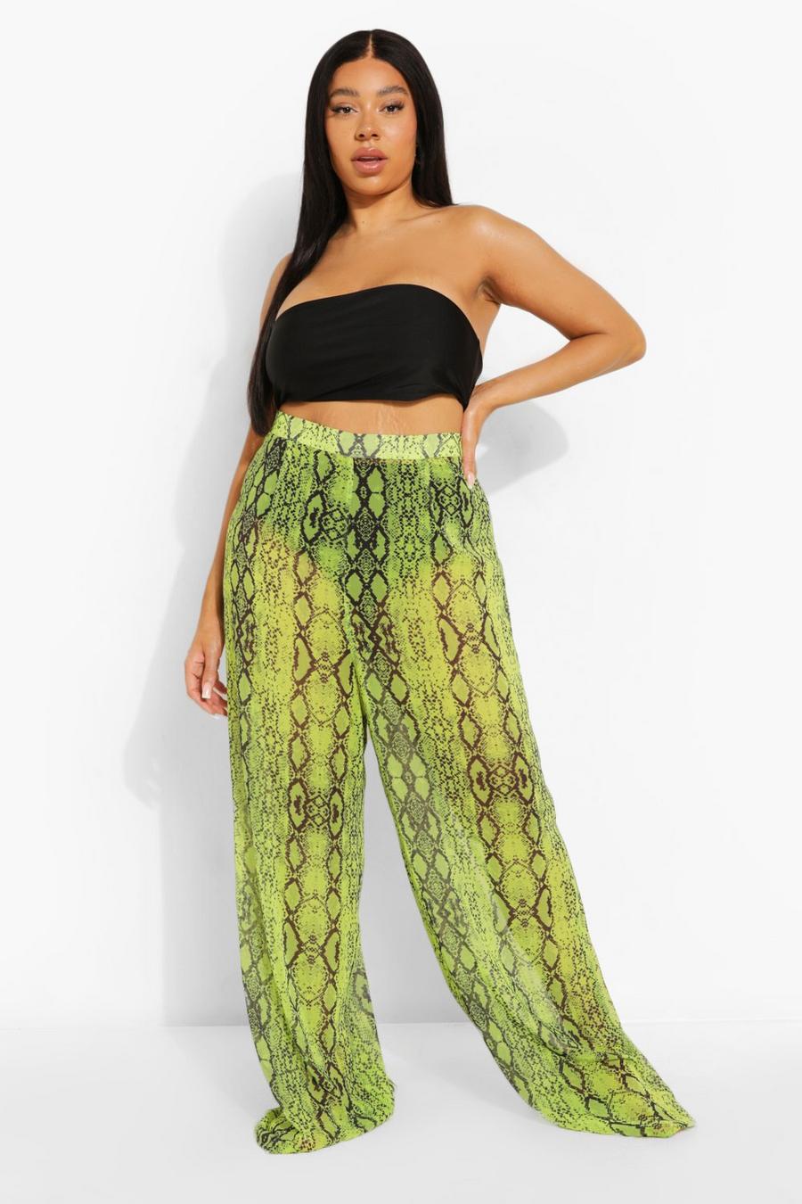 Lime Plus Neon Snake Beach Trousers image number 1