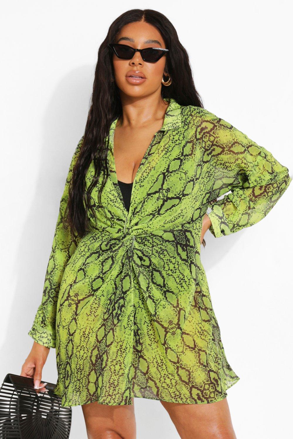 Neon green best sale snake print dress