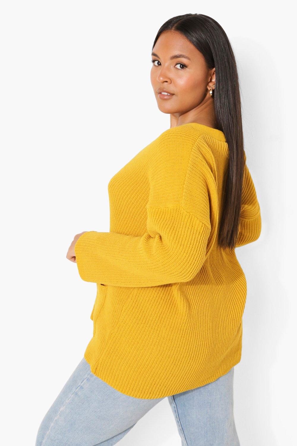 Plus Rib Knit Slouchy Cardigan boohoo NO
