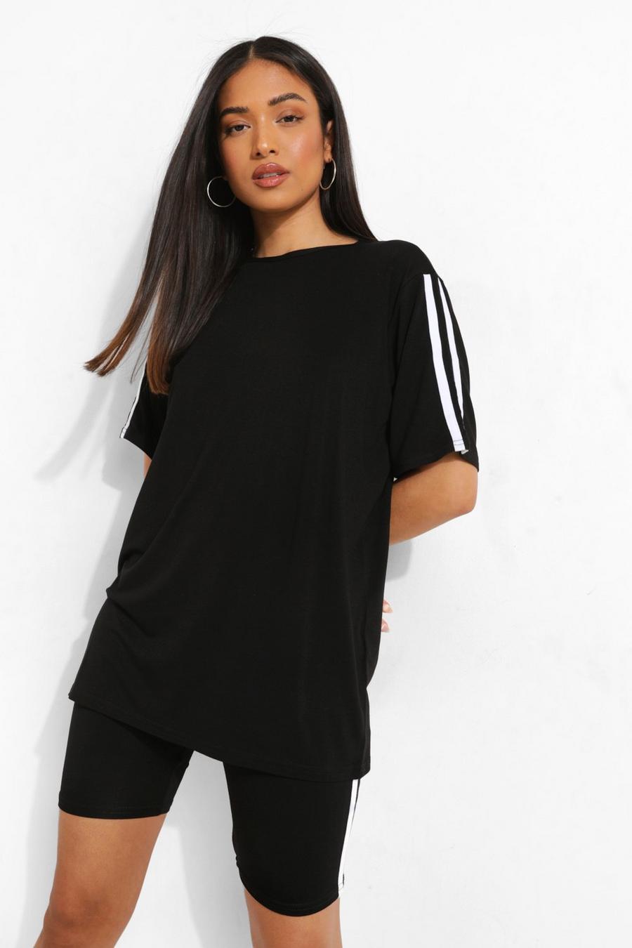 Petite Oversize T-Shirt & Radlerhosen Set, Black image number 1