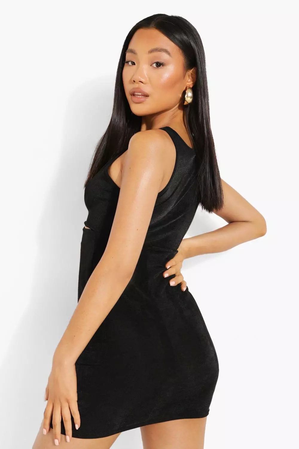 Petite Textured Slinky O Ring Mini Dress Boohoo