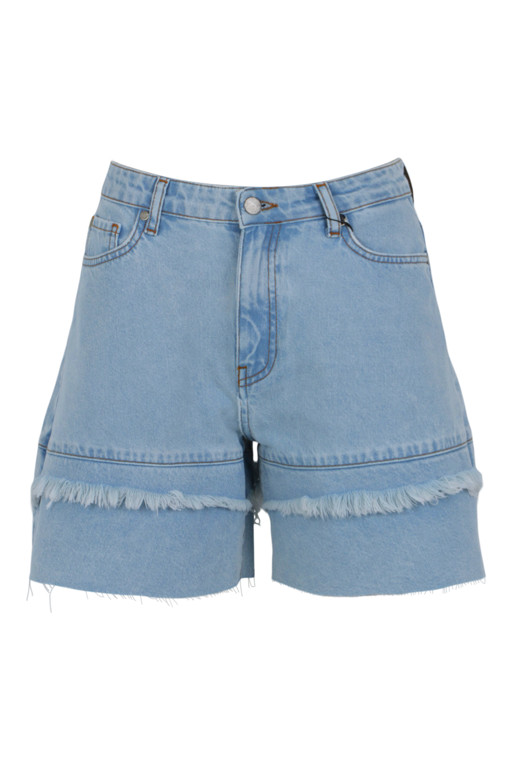 Fray Hem Bleach Wash Jean Shorts