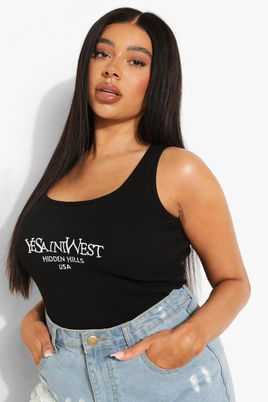 Black Plus Ye Saint West Embroidered Tank Top image number 1