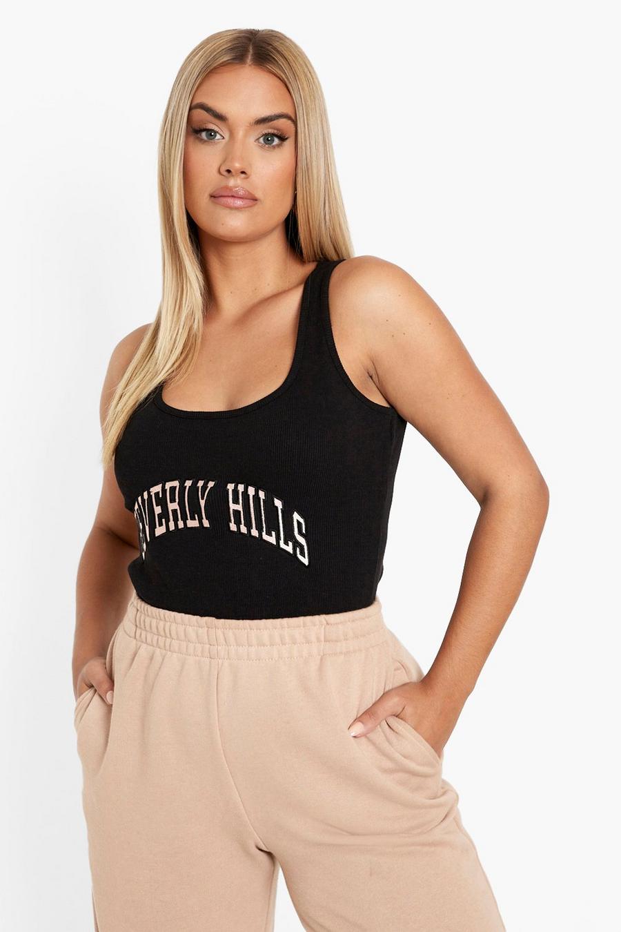 Camiseta de tirantes con bordados Beverly hills plus, Negro image number 1