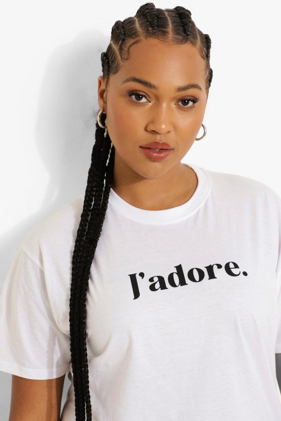 T-shirt Plus Size J'Adore, White image number 1
