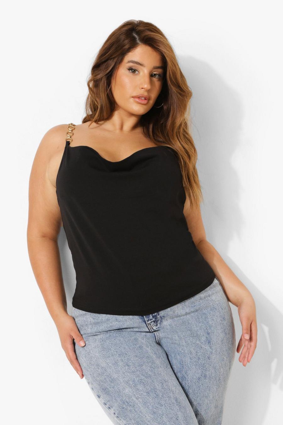 Black Plus Chain Strap Cami Top image number 1