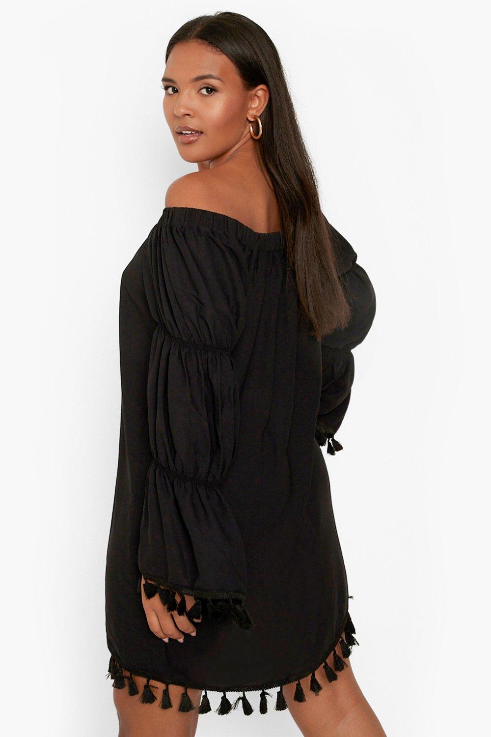 Long sleeve tassel dress sale