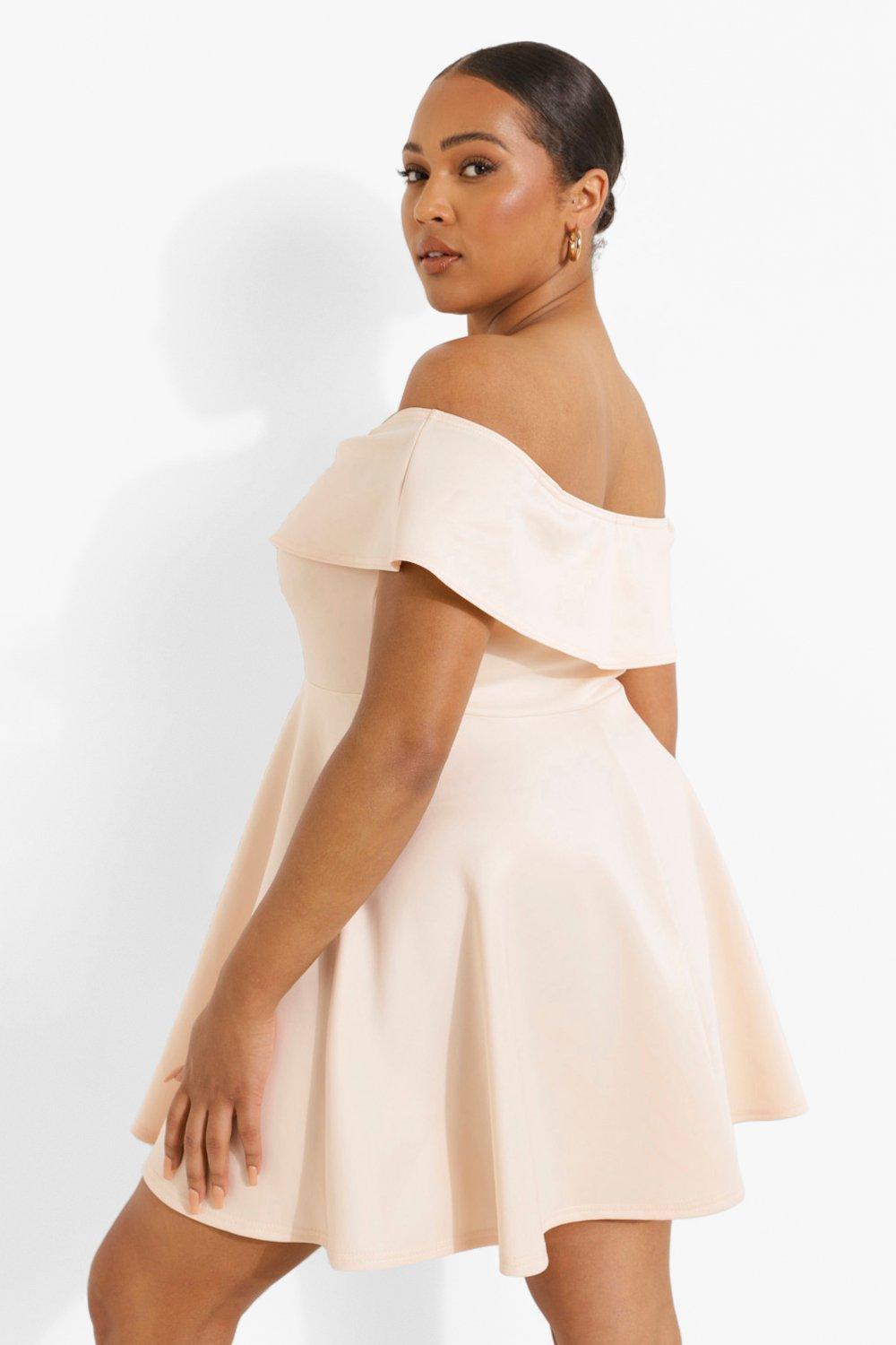 Boohoo off clearance shoulder skater dress