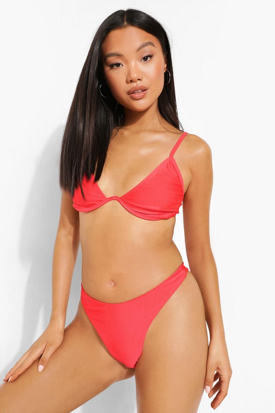 Red Petite V Front Underwire Bikini Top image number 1