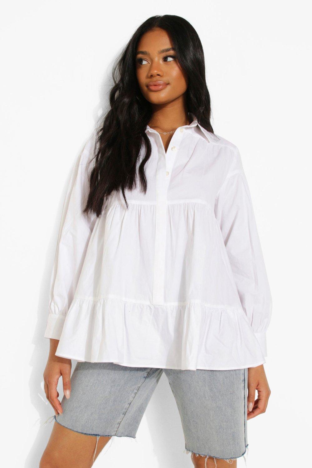 Petite Oversized Smock Tunic boohoo UK