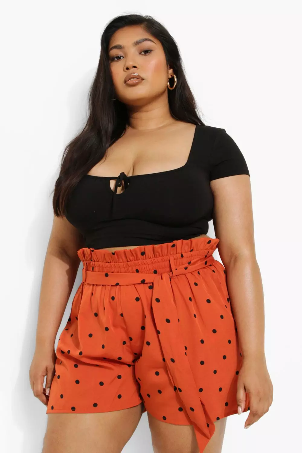 Plus size tie waist on sale shorts