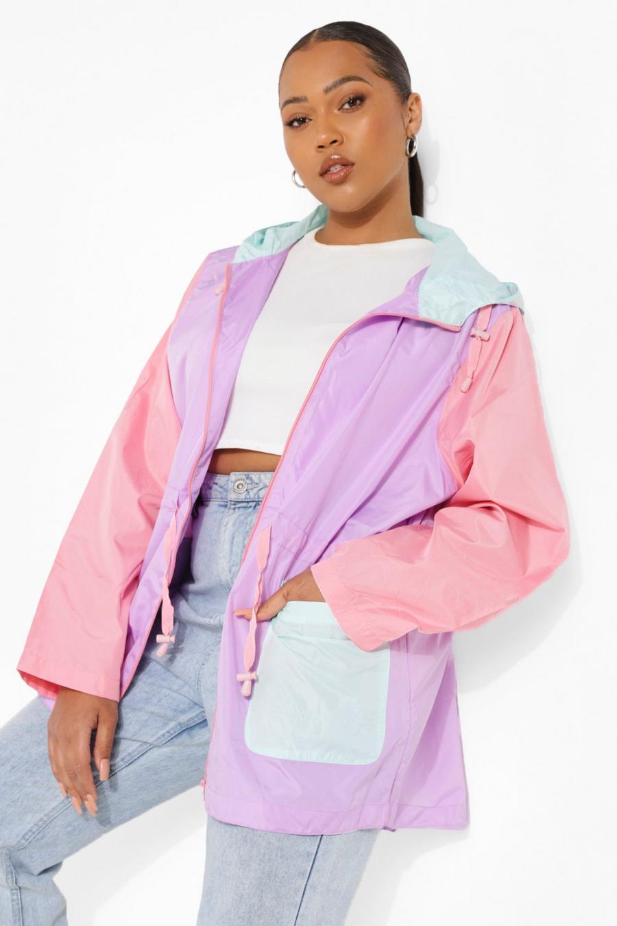 Grande taille - Trench color block, Lilac image number 1