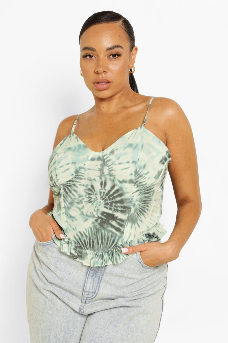 Green Plus Tie Dye Corset Camisole image number 1