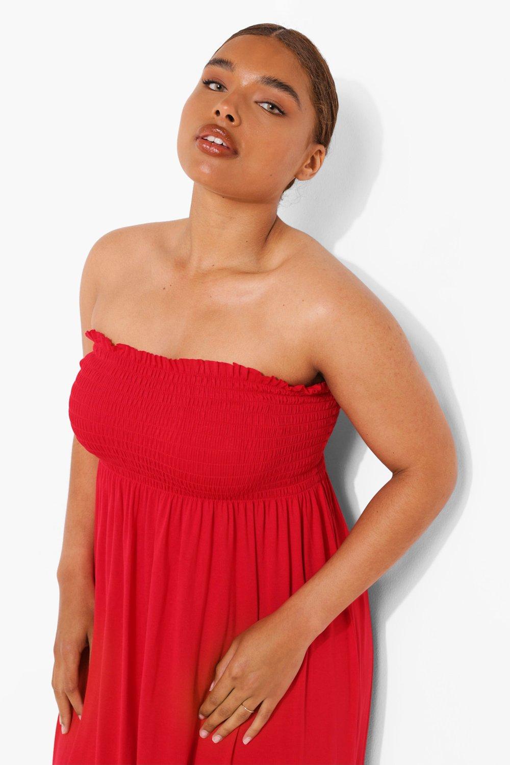 Plus Shirred Bandeau Maxi Dress | boohoo