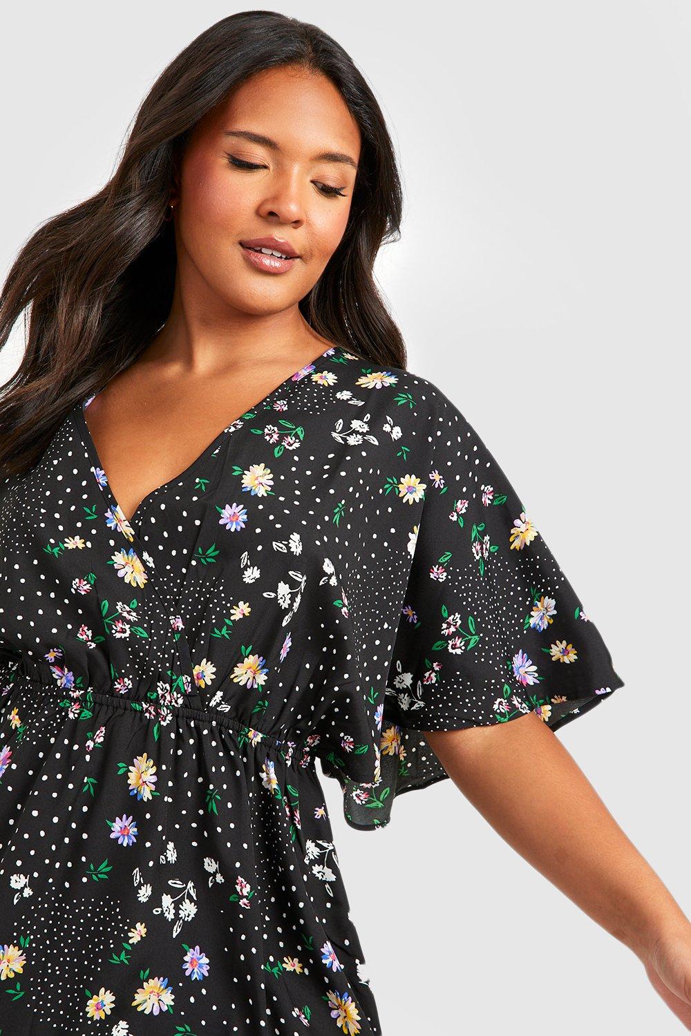 Floral wrap skater outlet dress