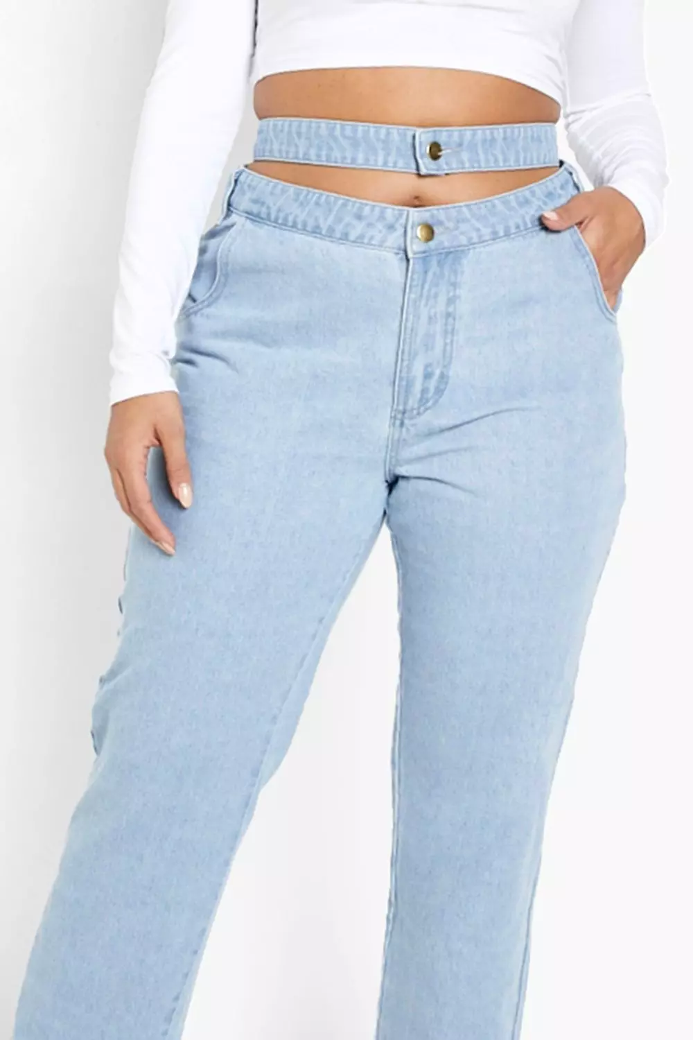 Plus Double Waistband Mom Jeans