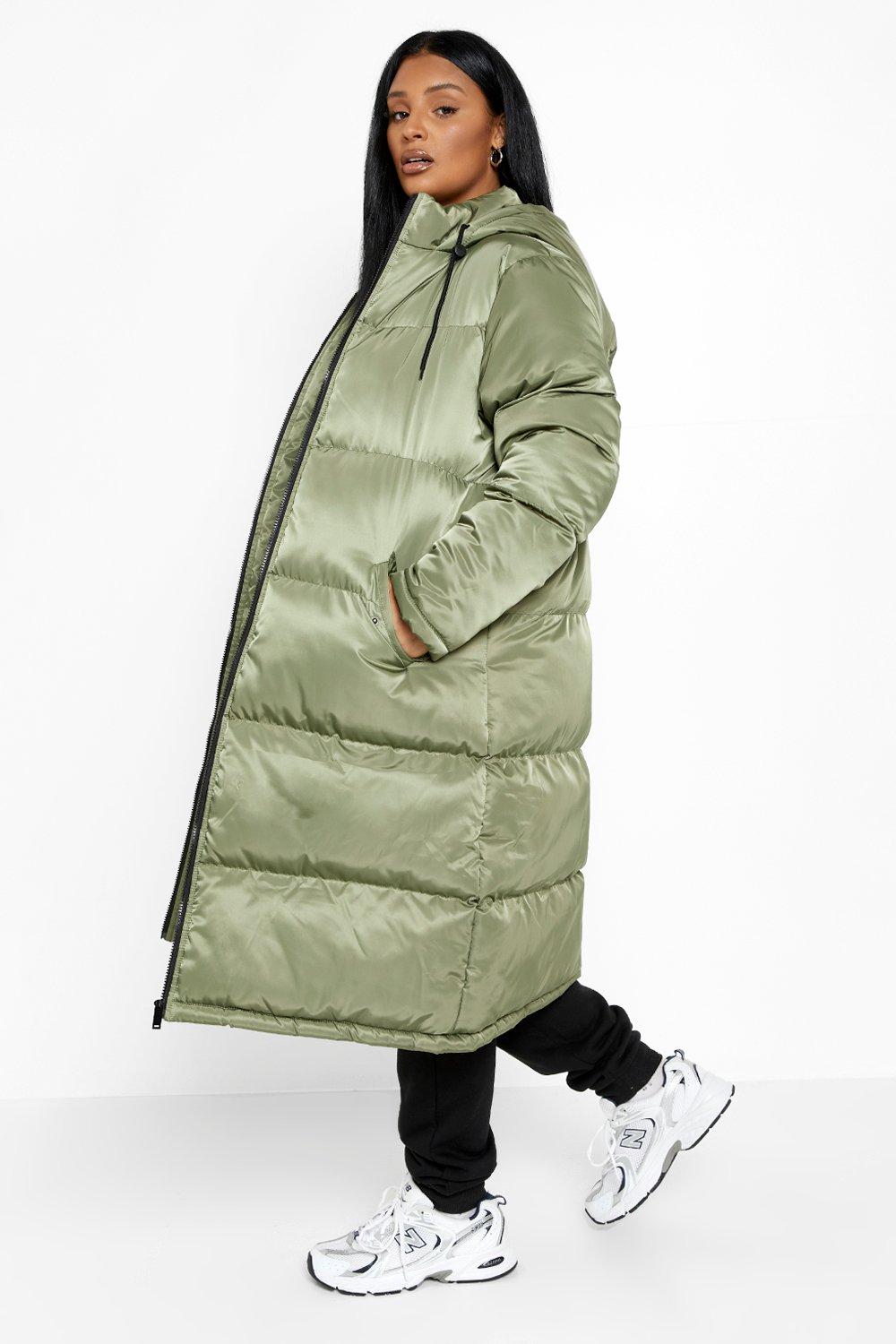 Plus Longline Hooded Padded Puffer Jacket