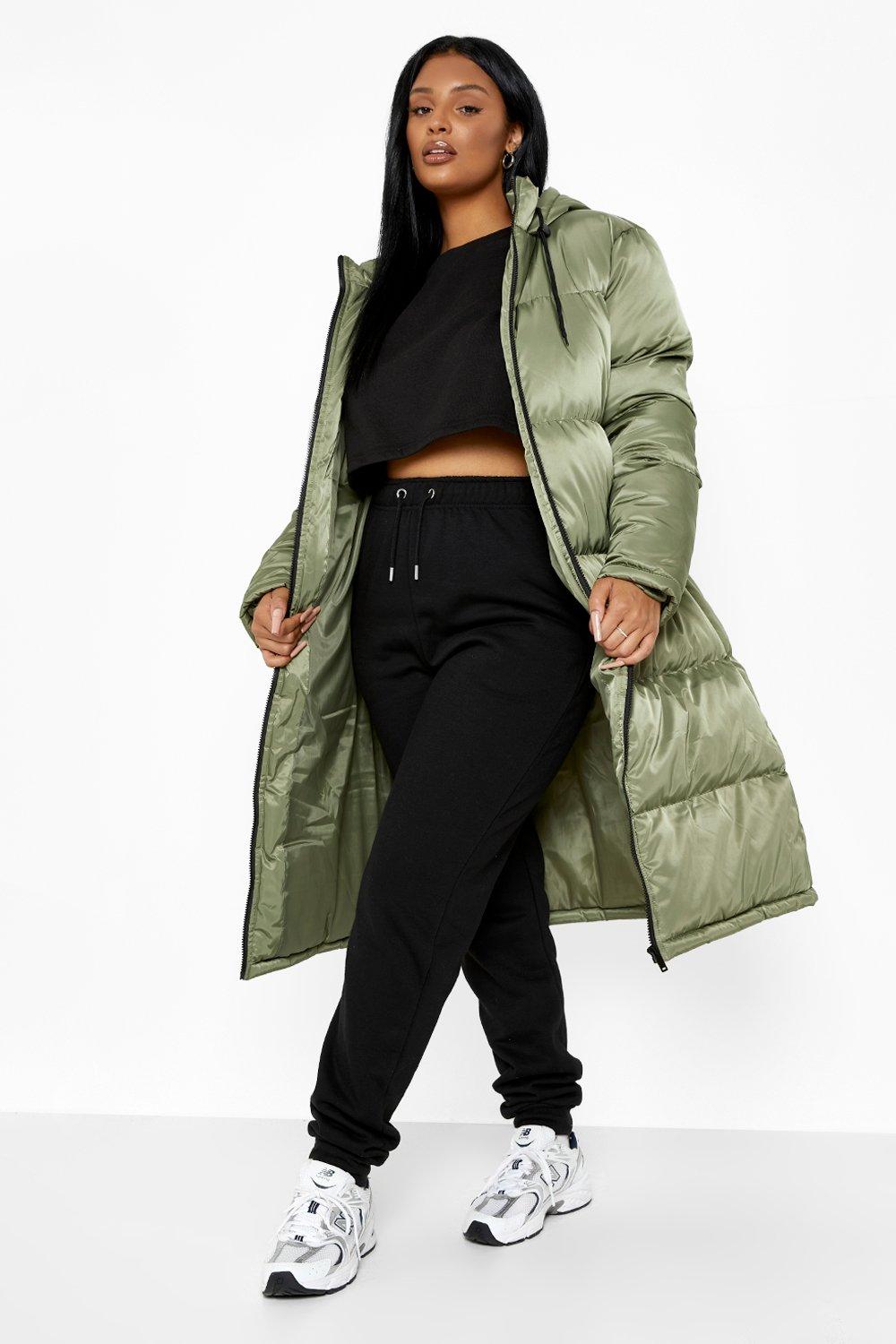 Plus Longline Hooded Padded Puffer Jacket