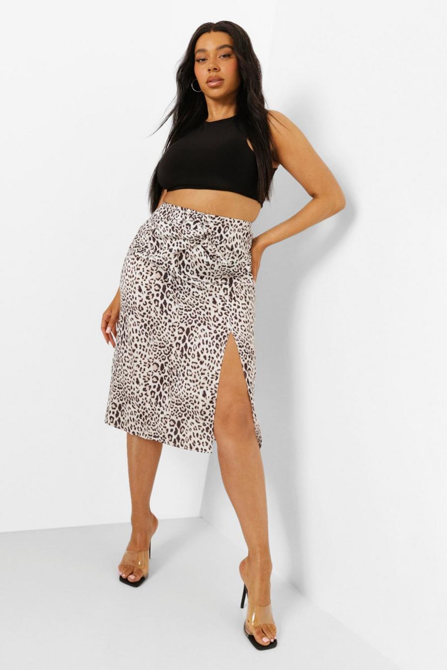 Plus Leopard O Ring Wrap Midi Skirt image number 1