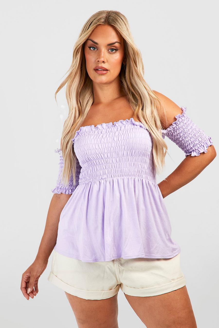 Plus Schulterfreie Bluse, Lilac image number 1